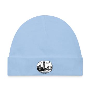 London Linienstil: Big Ben und Tower Bridge - Baby Premium Organic Mütze - Hellblau - Vorne