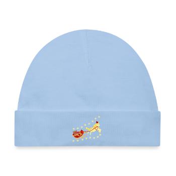 Einhorn mit Weihnachtsschlitten, Bär, Tiger - Baby Premium Organic Mütze - Hellblau - Vorne