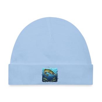 Hecht Angeln Fischen Raubfisch - Baby Premium Organic Mütze - Hellblau - Vorne