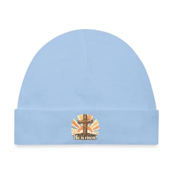 Kruzifix He is Risen Vintage - Baby Premium Organic Mütze - Hellblau - Vorne