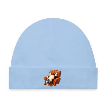 Mops VR Gamer Sessel Cartoon - Baby Premium Organic Mütze - Hellblau - Vorne