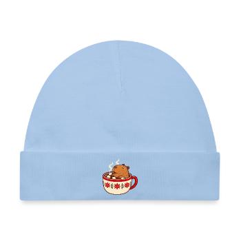 Kuschel-Bär im Kakao-Becher - Baby Premium Organic Mütze - Hellblau - Vorne