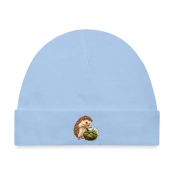 Igel baut ein Moos-Terrarium - Baby Premium Organic Mütze - Hellblau - Vorne
