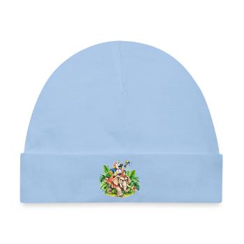 Buntes Zebra-Einhorn auf Elefantenabenteuer - Baby Premium Organic Mütze - Hellblau - Vorne
