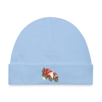 Schlafender Weihnachtswichtel auf Stechpalme  - Baby Premium Organic Mütze - Hellblau - Vorne