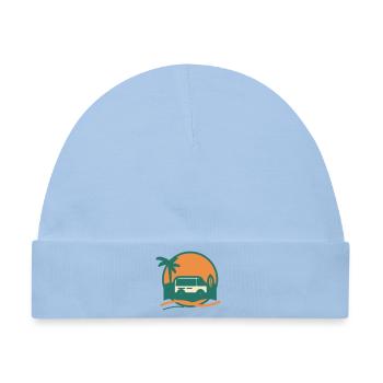Sonnenuntergang Surfbus am Strand - Baby Premium Organic Mütze - Hellblau - Vorne