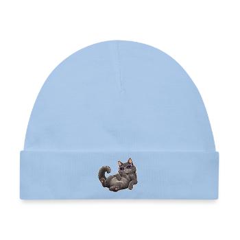 Lässige Katze mit lila Sonnenbrille - Baby Premium Organic Mütze - Hellblau - Vorne