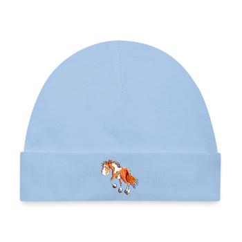 Knuffiger Pinto - Westernpferd - Baby Premium Organic Mütze - Hellblau - Vorne