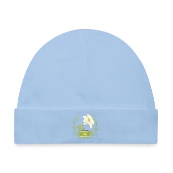 Lilien-Grammophon – florales Musikmotiv in Grün - Baby Premium Organic Mütze - Hellblau - Vorne