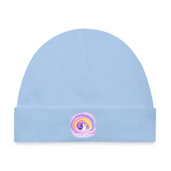 Regenbogen-Pinguin im Wirbel - Baby Premium Organic Mütze - Hellblau - Vorne