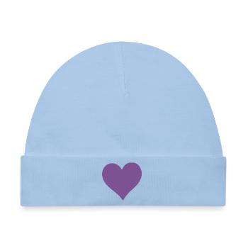 violettes Herz 2 Herzen violett Herzmuster - Baby Premium Organic Mütze - Hellblau - Vorne