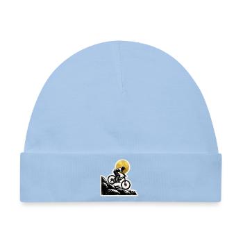 Mountainbiker Rock Garden Holzschnitt - Baby Premium Organic Mütze - Hellblau - Vorne