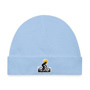 Radfahrer Bergauf Holzschnitt Stil - Baby Premium Organic Mütze - Hellblau - Vorne