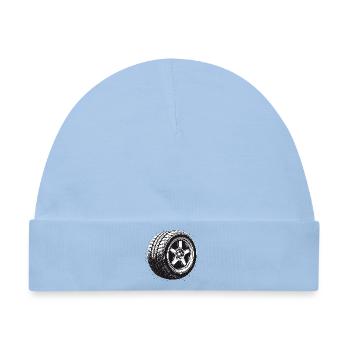 Autoreifen Felge Vintage Motorsport Design  - Baby Premium Organic Mütze - Hellblau - Vorne