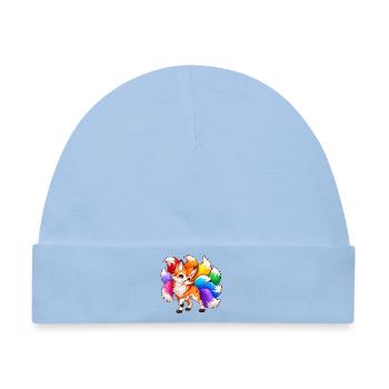 Neunschwänziger Fuchs mehrfarbiger Kawaii - Baby Premium Organic Mütze - Hellblau - Vorne