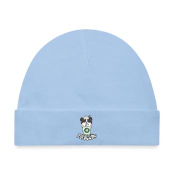Hund Kaffe Cappuccino - Baby Premium Organic Mütze - Hellblau - Vorne