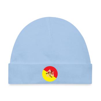 Runde Aufkleber Flagge von Sizilien Aufkleber Sizilien - Baby Premium Organic Mütze - Hellblau - Vorne