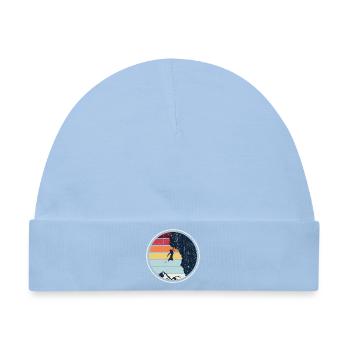 Retro-Sonnenuntergangsklettern auf der Klippe - Baby Premium Organic Mütze - Hellblau - Vorne