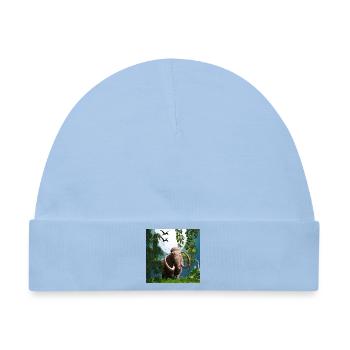 Mondbeschienener Mammut in der Dschungelnacht - Baby Premium Organic Mütze - Hellblau - Vorne