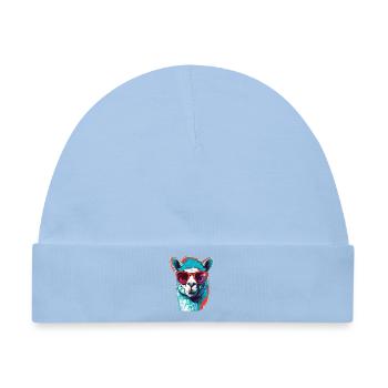 Lustige Llama mit Sonnenbrille - Baby Premium Organic Mütze - Hellblau - Vorne