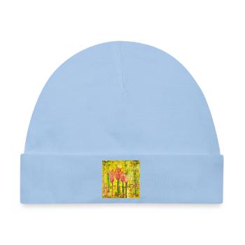 Ausdrucksstarke Blumenmalerei - Baby Premium Organic Mütze - Hellblau - Vorne