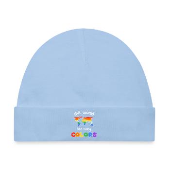 Regenbogenweltkarte der Vielfalt - Baby Premium Organic Mütze - Hellblau - Vorne