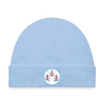 Winterfreuden Schneemänner Skispaß - Baby Premium Organic Mütze - Hellblau - Vorne