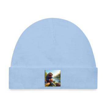 Biber Kaffeepause - Baby Premium Organic Mütze - Hellblau - Vorne