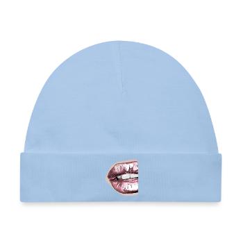 Ausdrucksstarke Lippenkunst in Pastellfarben - Baby Premium Organic Mütze - Hellblau - Vorne