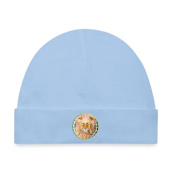 Löwenkopf mit Sonnen-Mandala und drittem Auge - Baby Premium Organic Mütze - Hellblau - Vorne