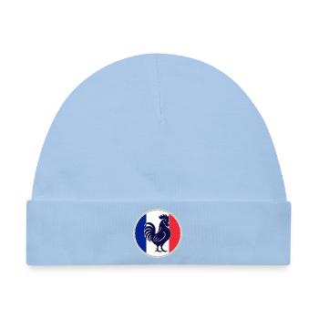 Dreifarbige Hahn-Silhouette in kreisförmigem Rahmen - Baby Premium Organic Mütze - Hellblau - Vorne