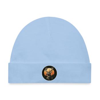 Rentier Hirsch Geweih Reindeer Vintage - Baby Premium Organic Mütze - Hellblau - Vorne