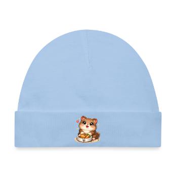 Kuschelkatzemit Futternapf - Baby Premium Organic Mütze - Hellblau - Vorne