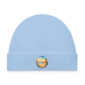 Tropischer Kreisstrand Sonnenuntergang - Baby Premium Organic Mütze - Hellblau - Vorne