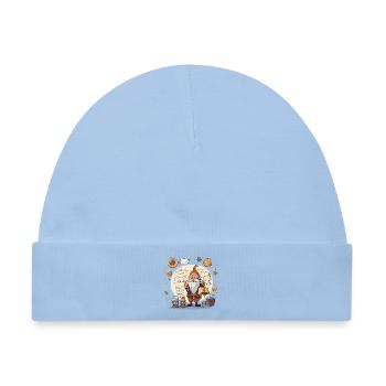 Weltraum-Gnom mit Zauberbuch - Baby Premium Organic Mütze - Hellblau - Vorne