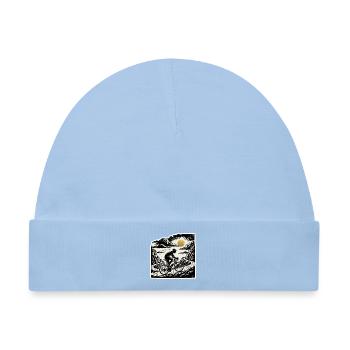 Radfahrer Brücke Holzschnitt Stil - Baby Premium Organic Mütze - Hellblau - Vorne