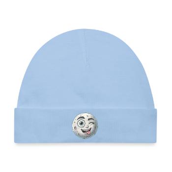 Winkendes Mondgesicht Cartoon - Baby Premium Organic Mütze - Hellblau - Vorne