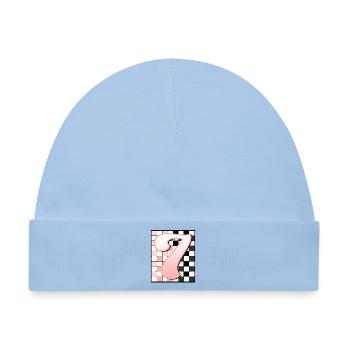 7. GEBURTSTAG – PINK CHECKERED - Baby Premium Organic Mütze - Hellblau - Vorne