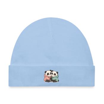Kuschelnde Pandas: Kawaii Pastell Grafik - Baby Premium Organic Mütze - Hellblau - Vorne