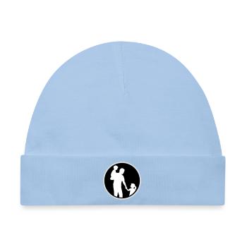 Vater Kind Silhouette Spazieren Familie Papa Liebe - Baby Premium Organic Mütze - Hellblau - Vorne