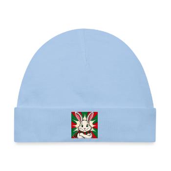 Hase mit Lust auf Weihnachten - Baby Premium Organic Mütze - Hellblau - Vorne