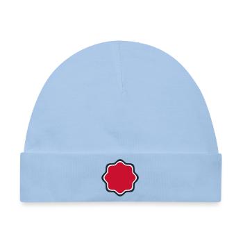 Emblem Rahmen Rot - Wunschtext Selbst Gestalten - Baby Premium Organic Mütze - Hellblau - Vorne