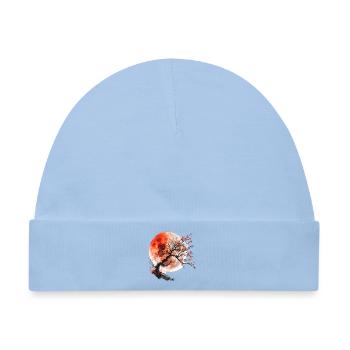 Roter Mond und Kirschbaum - Baby Premium Organic Mütze - Hellblau - Vorne