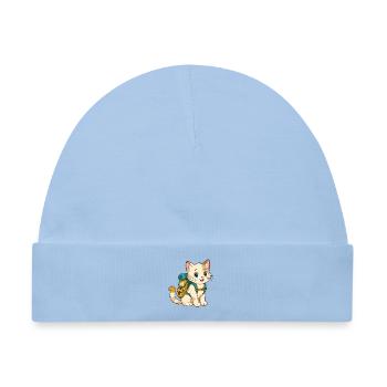 Adventure Cat – Hiking Buddy - Baby Premium Organic Mütze - Hellblau - Vorne