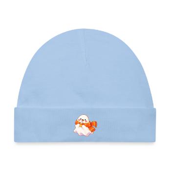 Fröhlicher Geist mit orangefarbenem Schal - Baby Premium Organic Mütze - Hellblau - Vorne