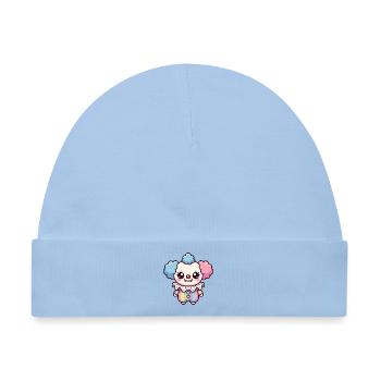 Süßer Cartoon-Clown mit Pastellfarben und großen Augen - Baby Premium Organic Mütze - Hellblau - Vorne
