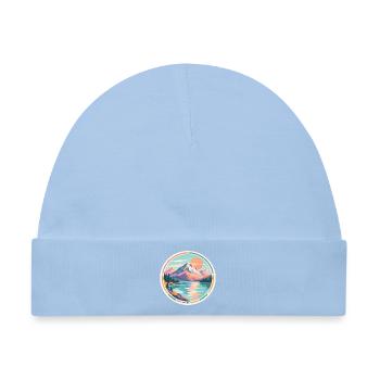 Bergsee Sonnenuntergang Sticker - Baby Premium Organic Mütze - Hellblau - Vorne