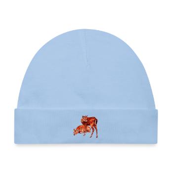 Zwei junge Rehe Grafik im digital-Stil - Baby Premium Organic Mütze - Hellblau - Vorne