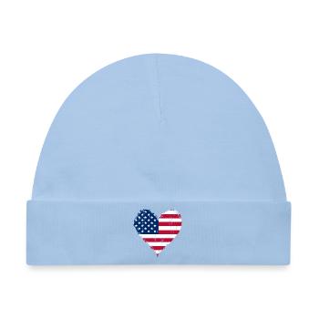 USA Herzflagge Grunge - Baby Premium Organic Mütze - Hellblau - Vorne