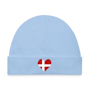 Dänemark Herzflagge Grunge - Baby Premium Organic Mütze - Hellblau - Vorne